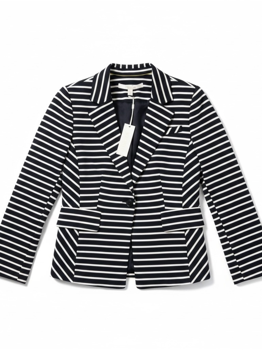 Nordstrom Navy & White Striped Tailored Blazer